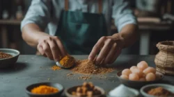 Seorang pria menyiapkan rempah-rempah di meja, ide bisnis kreatif modal minim.