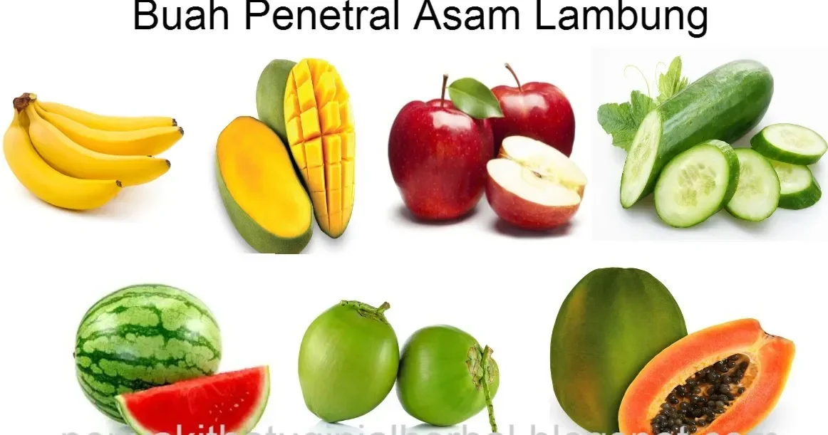 Aneka buah dan sayuran yang dapat membantu menetralkan asam lambung.