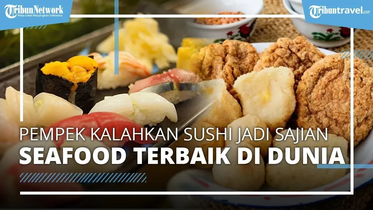 Batagor dan sushi tersaji dalam piring, Batagor duduki peringkat ketiga sajian seafood dunia.