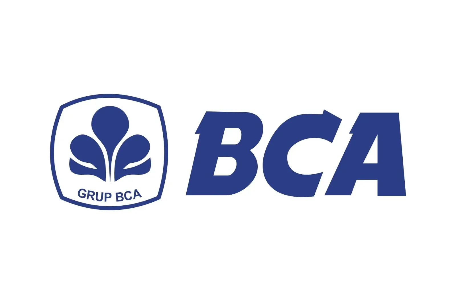 Logo Bank BCA berwarna biru dengan tulisan "GRUP BCA" dan simbol daun.