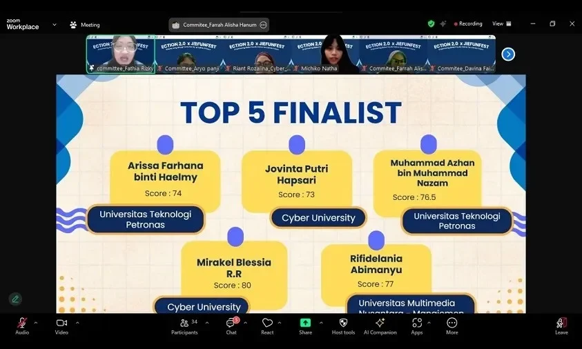 Pengumuman 5 finalis ECTION 2.0, termasuk mahasiswa Cyber University, Mirakel dan Jovinta.