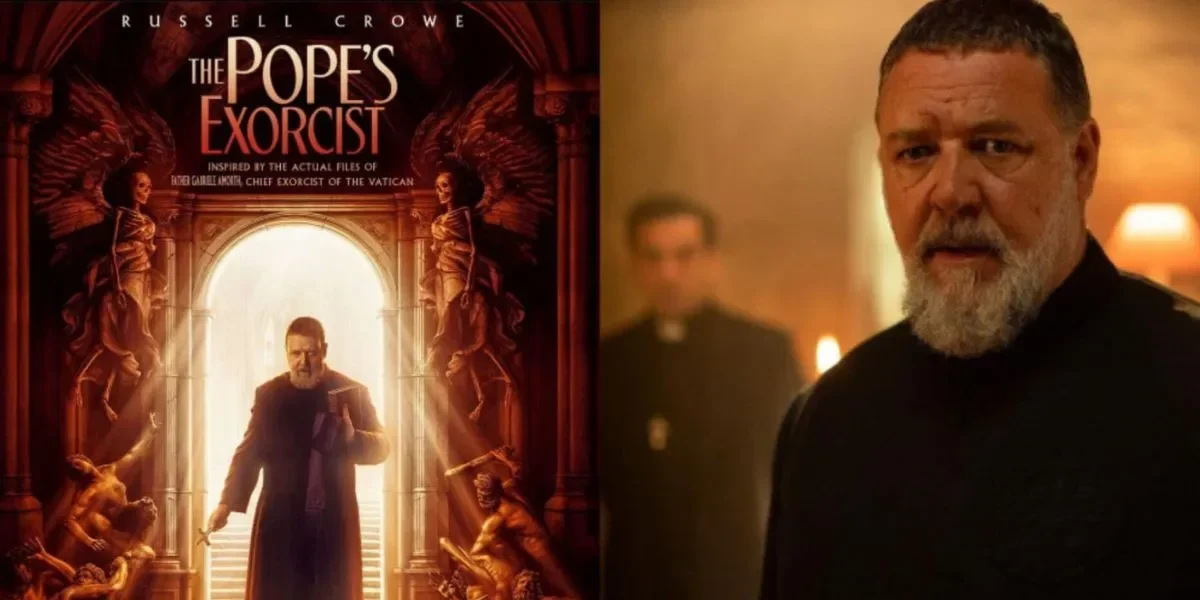 Aktor Russell Crowe sebagai pastor dalam film eksorsisme, menggambarkan tema 'Tha Rae: The Exorcist'.