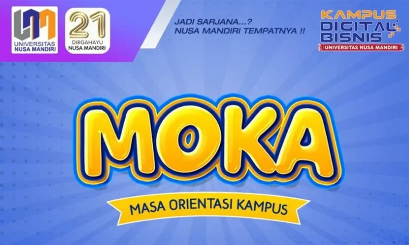 Logo MOKA Universitas Nusa Mandiri 2025: Masa Orientasi Kampus Digital Bisnis.