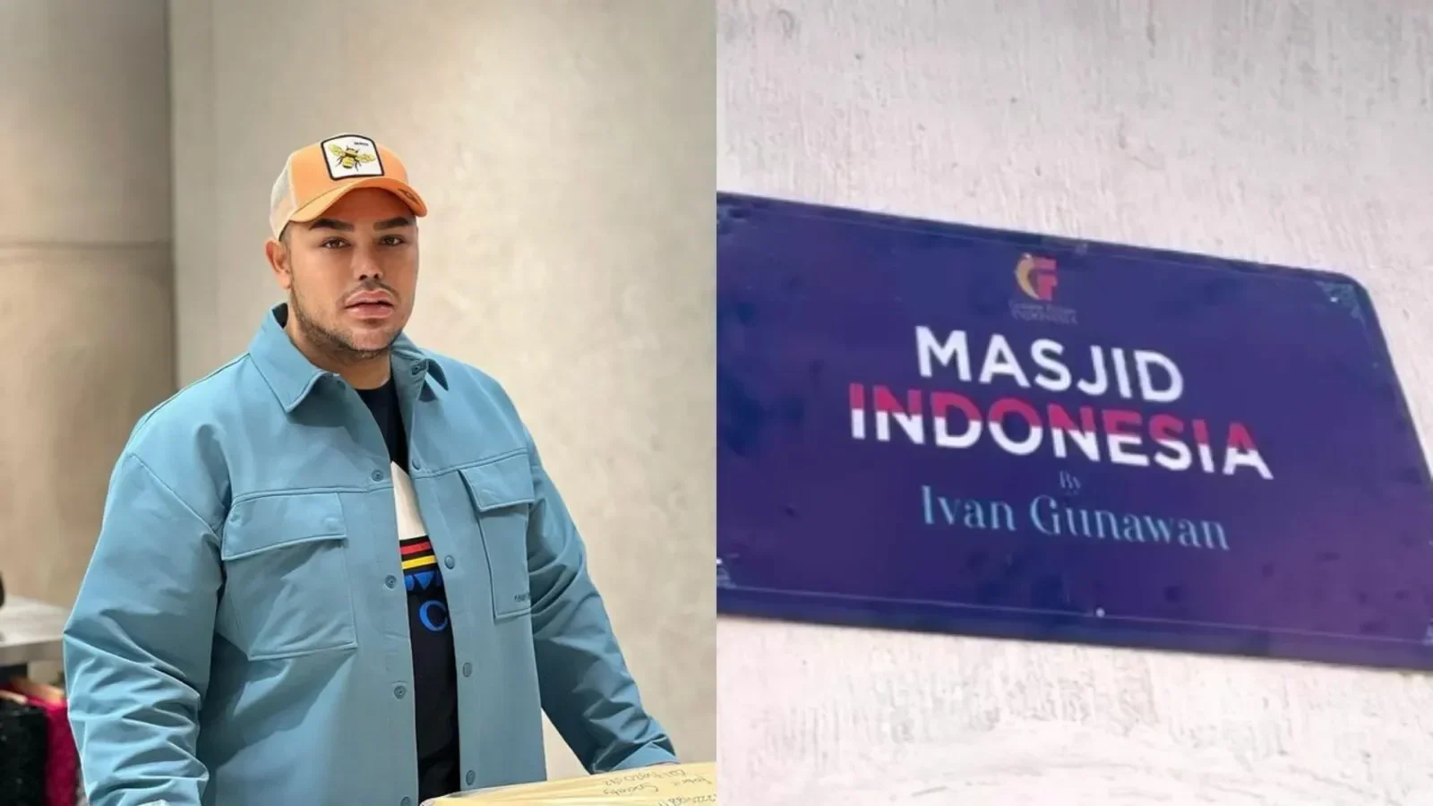 Ivan Gunawan berpose dengan logo "Masjid Indonesia by Ivan Gunawan".