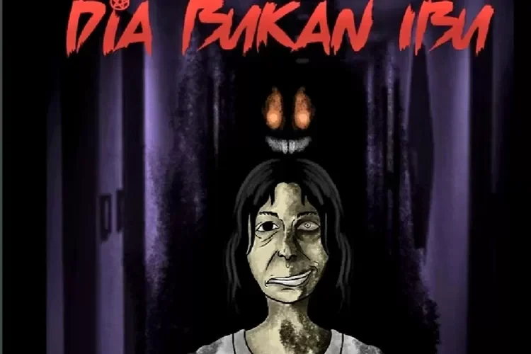 Poster film horor "Dia Bukan Ibu" menampilkan sosok ibu menyeramkan dengan bayangan gelap.