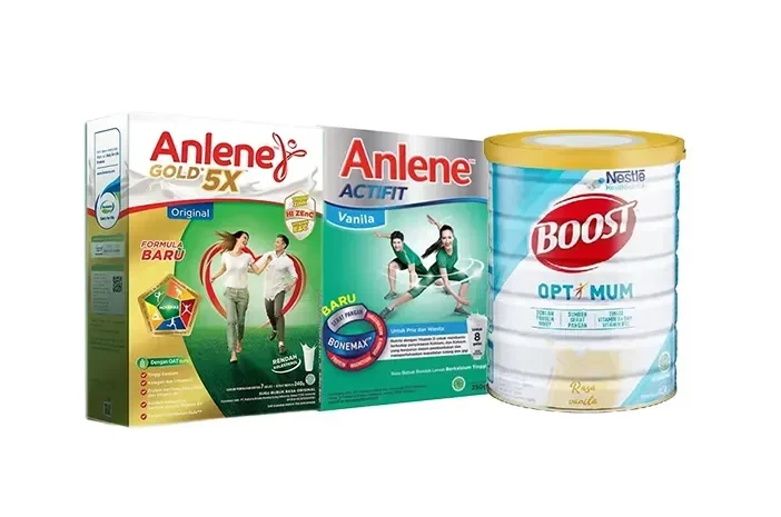 Aneka produk susu bubuk untuk tulang kuat dan kesehatan.