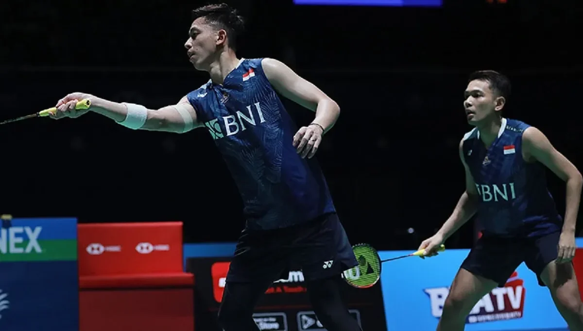 Fajar Alfian/Muhammad Shohibul Fikri, ganda putra Indonesia, beraksi di Korea Open.