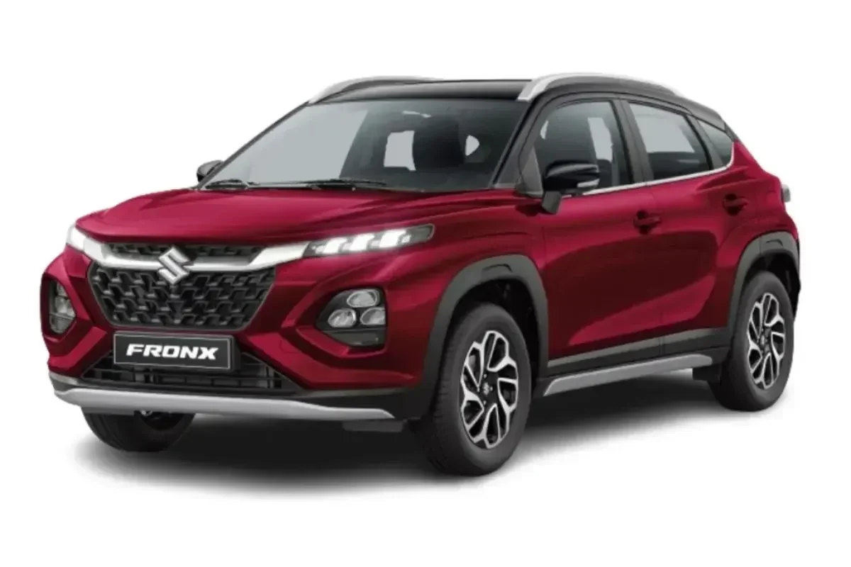 Suzuki Fronx hybrid berwarna merah, mobil pendatang baru yang sukses di pasar Indonesia.