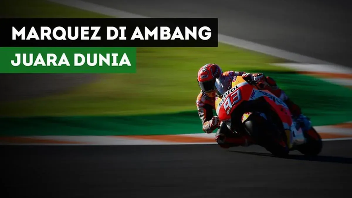 Pembalap Marc Marquez melaju dengan motor MotoGP di sirkuit, di ambang mengunci gelar juara dunia 2025.