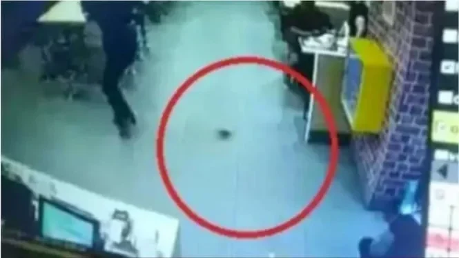 Rekaman CCTV menunjukkan tikus di lantai area tunggu Bandara Indore yang menjadi lokasi insiden.