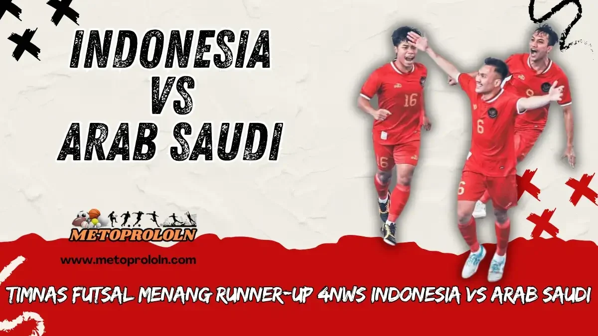 Tim futsal Indonesia merayakan kemenangan, berhadapan dengan Arab Saudi.