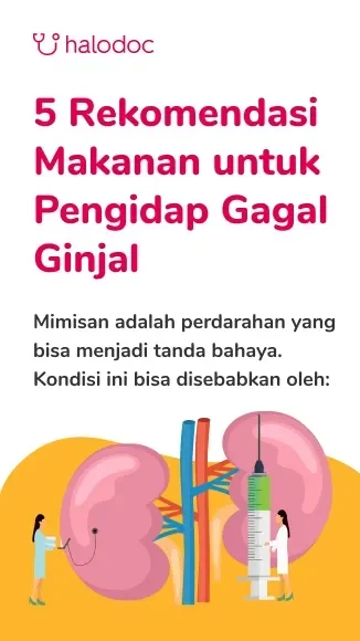Ilustrasi ginjal dengan jarum suntik dan simbol kesehatan, terkait rekomendasi makanan ginjal.