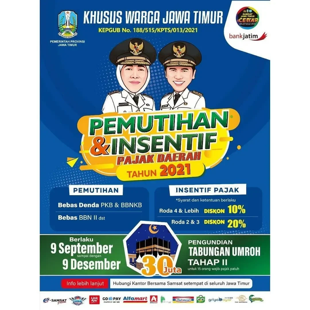 Flyer pemutihan & insentif pajak daerah Jawa Timur tahun 2021