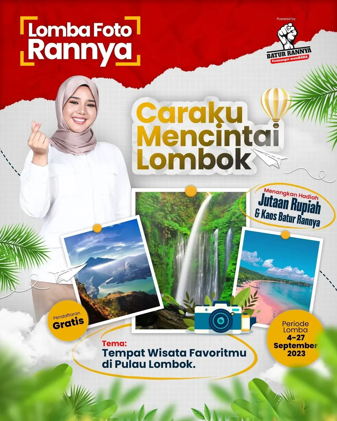 Lomba Foto Rannya "Caraku Mencintai Lombok" menampilkan hadiah jutaan rupiah dan kaos.