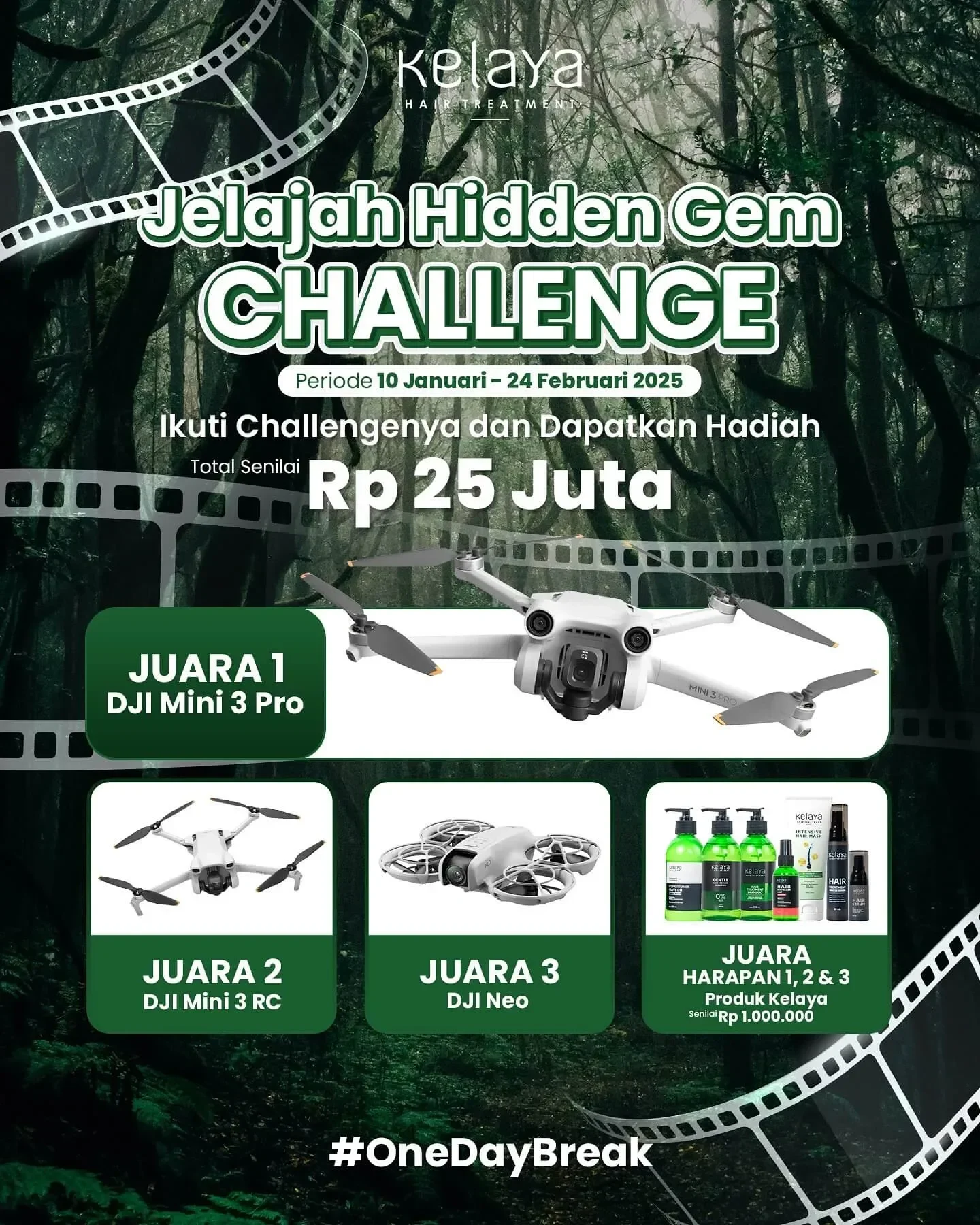 Kompetisi digital "Jelajah Hidden Gem Challenge" dengan hadiah drone dan produk kecantikan.