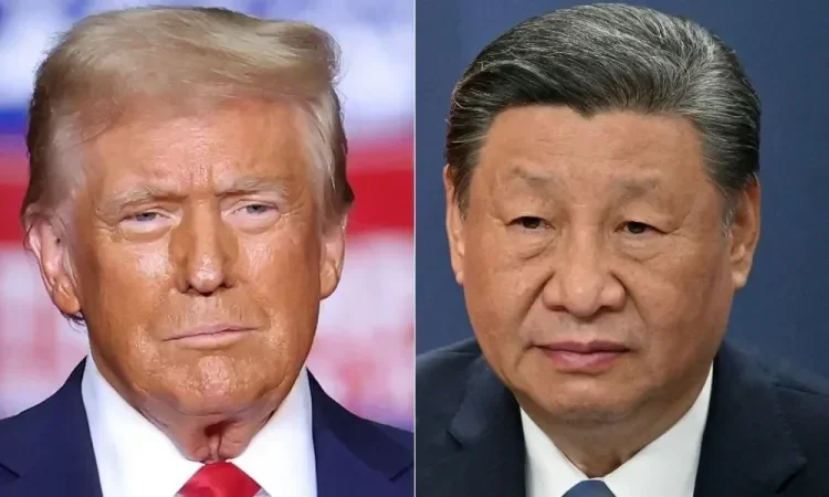 Presiden AS Donald Trump dan Presiden China Xi Jinping dalam komposit foto.