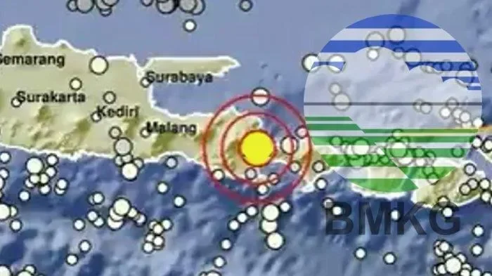 Peta guncangan gempa bumi magnitudo 5,3 di Banyuwangi dan sekitarnya oleh BMKG.