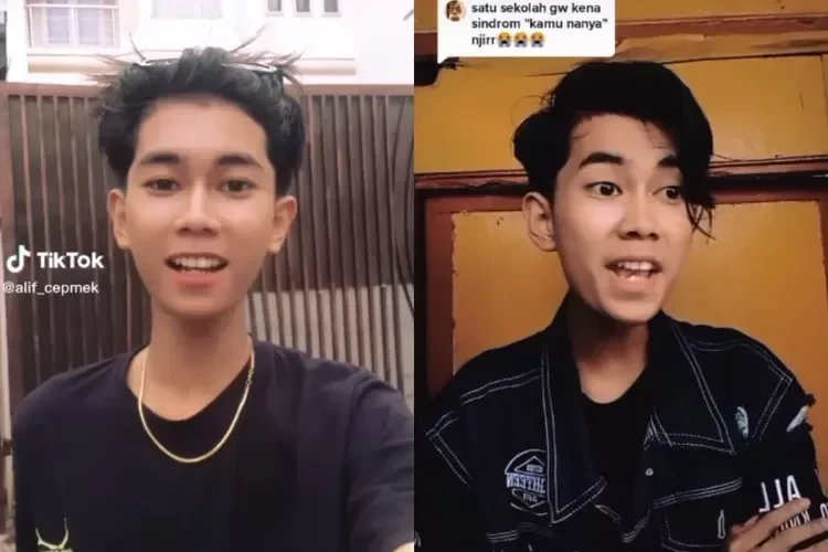 Potret dua sisi pengguna TikTok menampilkan ekspresi wajah yang berbeda.