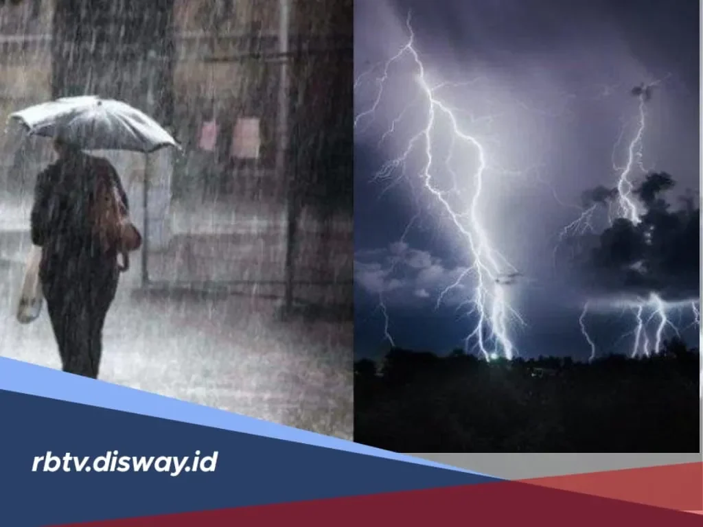 Hujan deras dan petir menyambar di malam hari, peringatan cuaca ekstrem BMKG.