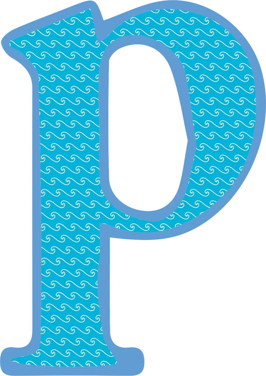Ilustrasi huruf "P" dengan desain gelombang biru; tidak relevan dengan artikel.