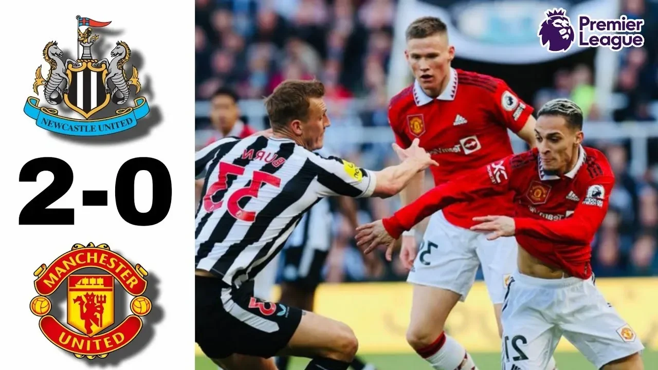 Ilustrasi skor Newcastle 2-0 Manchester United, laga Liga Inggris.