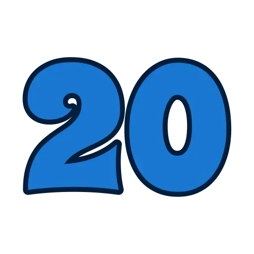 Angka 20 berwarna biru, mewakili 20 poin usulan perdamaian Trump.